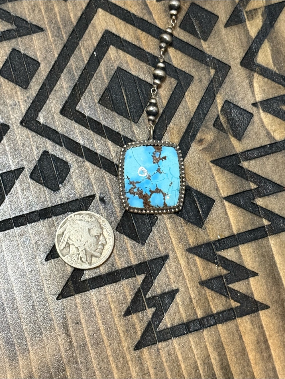 Brand new golden hills Turquoise lariat drop stone necklace on rosary bead chain
